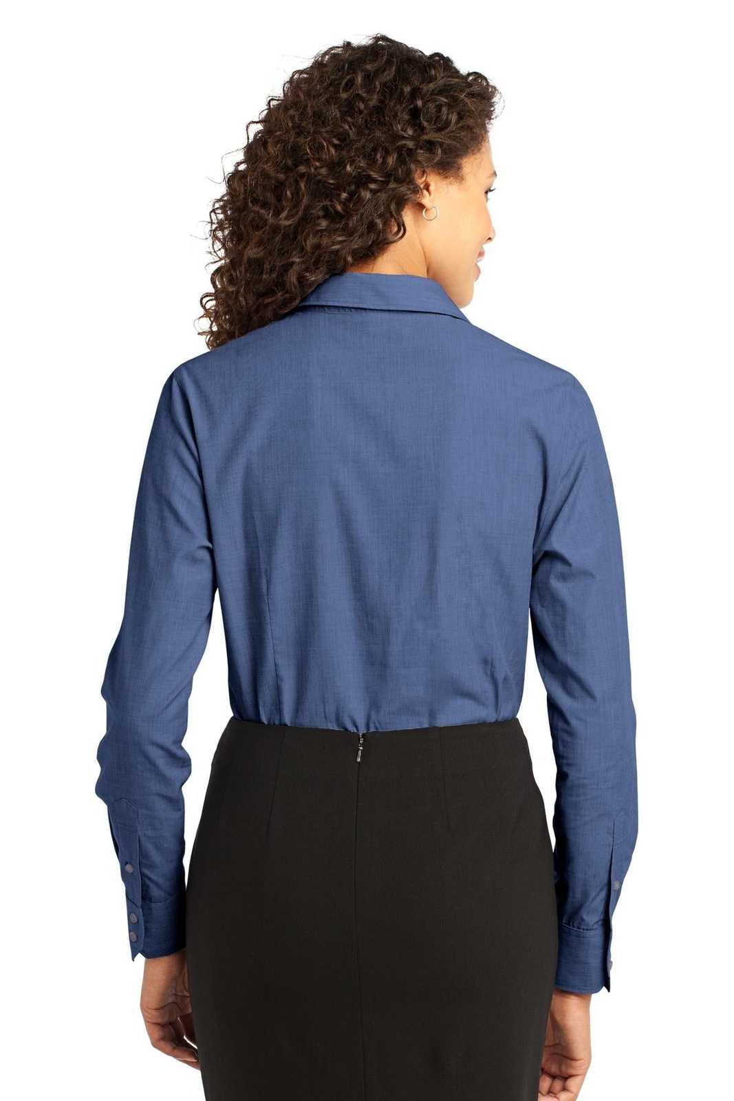 Port Authority L640 Ladies Crosshatch Easy Care Shirt - Deep Blue - HIT a Double - 2