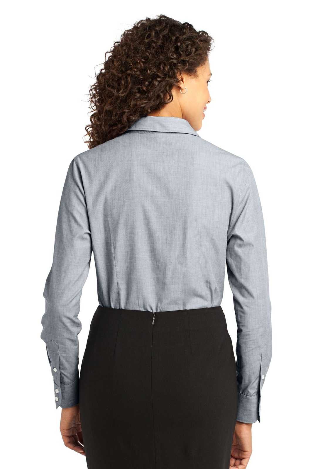 Port Authority L640 Ladies Crosshatch Easy Care Shirt - Navy Frost - HIT a Double - 2