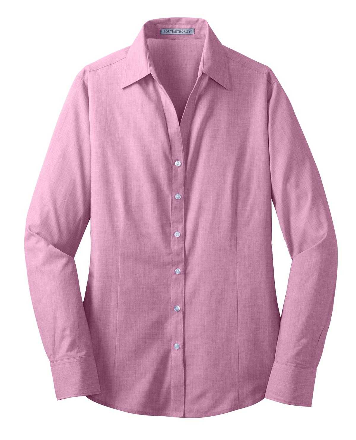 Port Authority L640 Ladies Crosshatch Easy Care Shirt - Pink Orchid - HIT a Double - 5