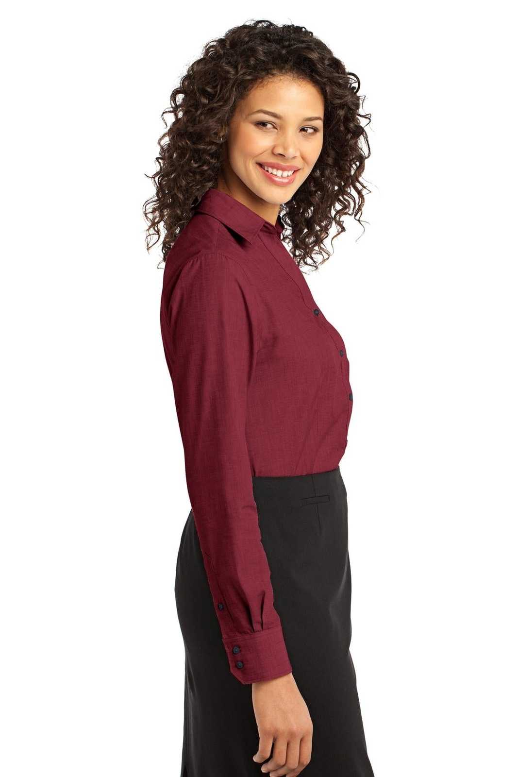 Port Authority L640 Ladies Crosshatch Easy Care Shirt - Red Oxide - HIT a Double - 3