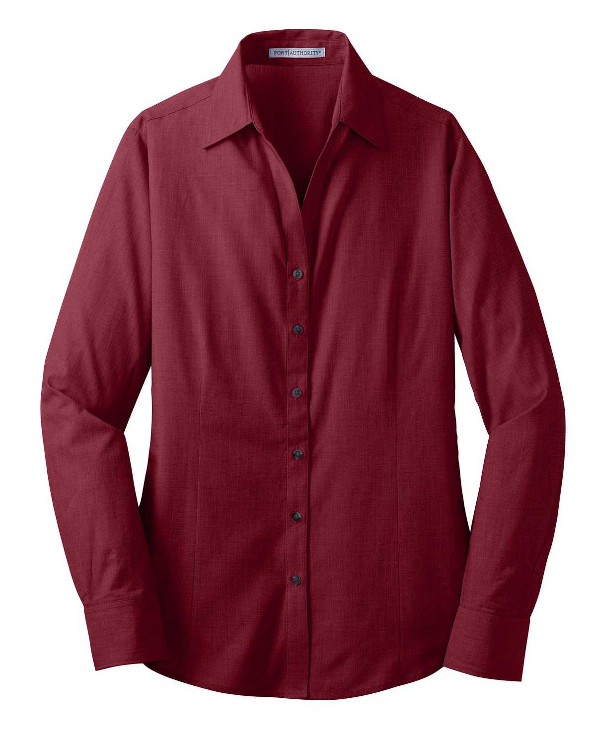 Port Authority L640 Ladies Crosshatch Easy Care Shirt - Red Oxide - HIT a Double - 5