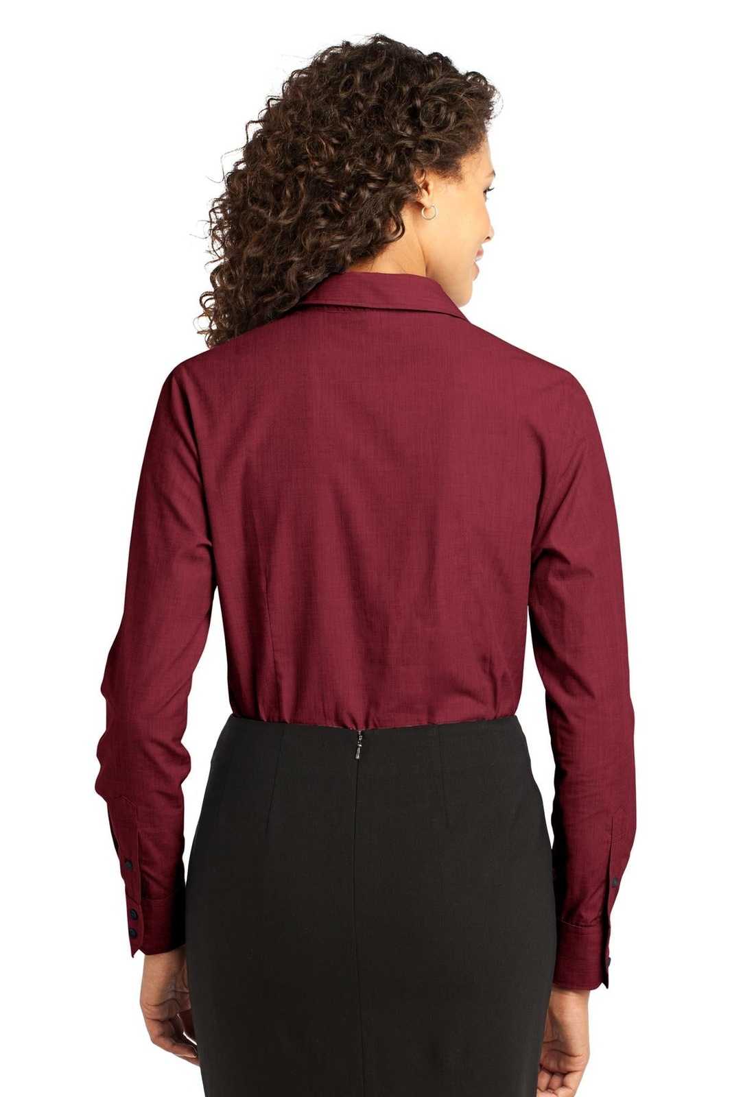 Port Authority L640 Ladies Crosshatch Easy Care Shirt - Red Oxide - HIT a Double - 2