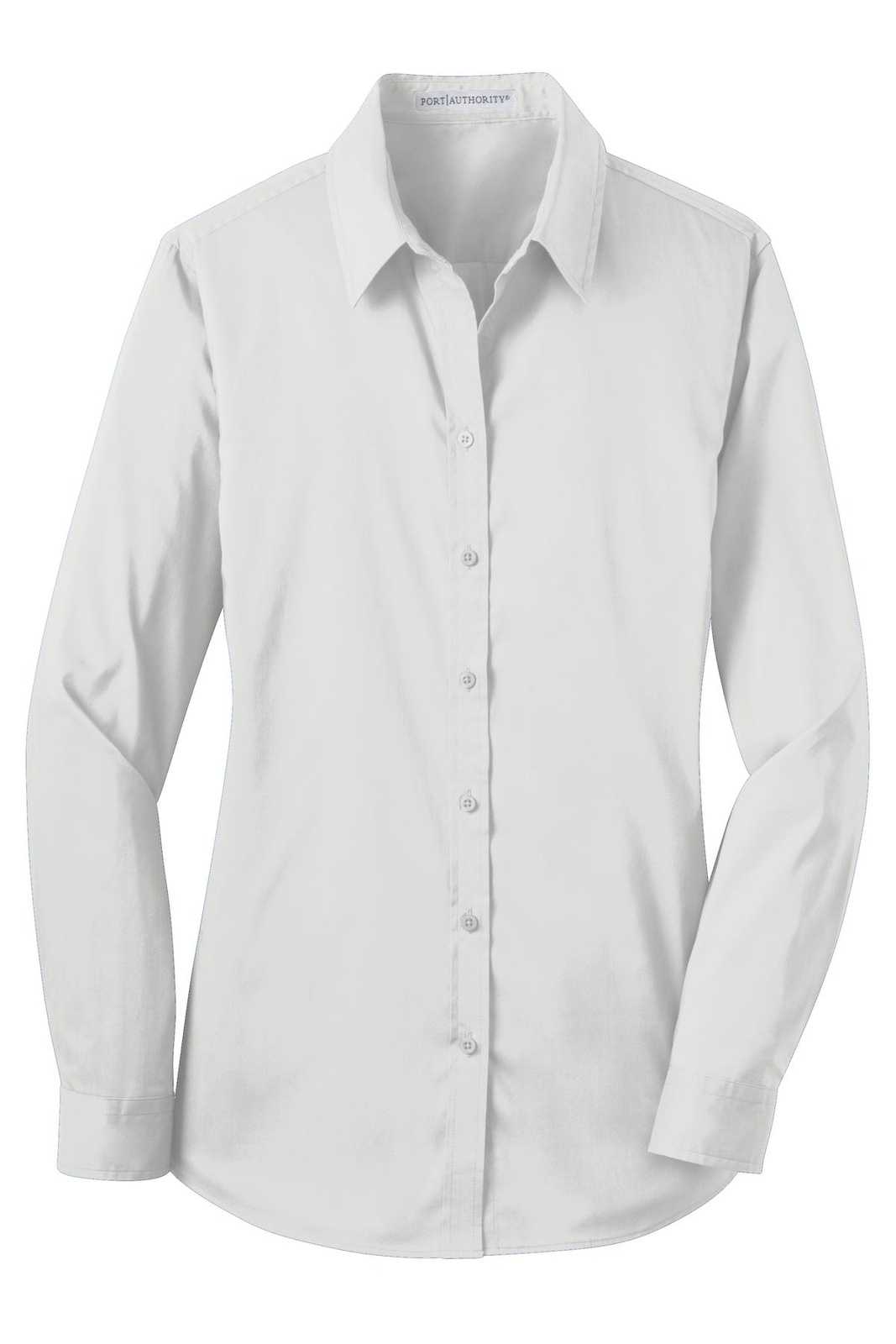 Port Authority L646 Ladies Stretch Poplin Shirt - White - HIT a Double - 5