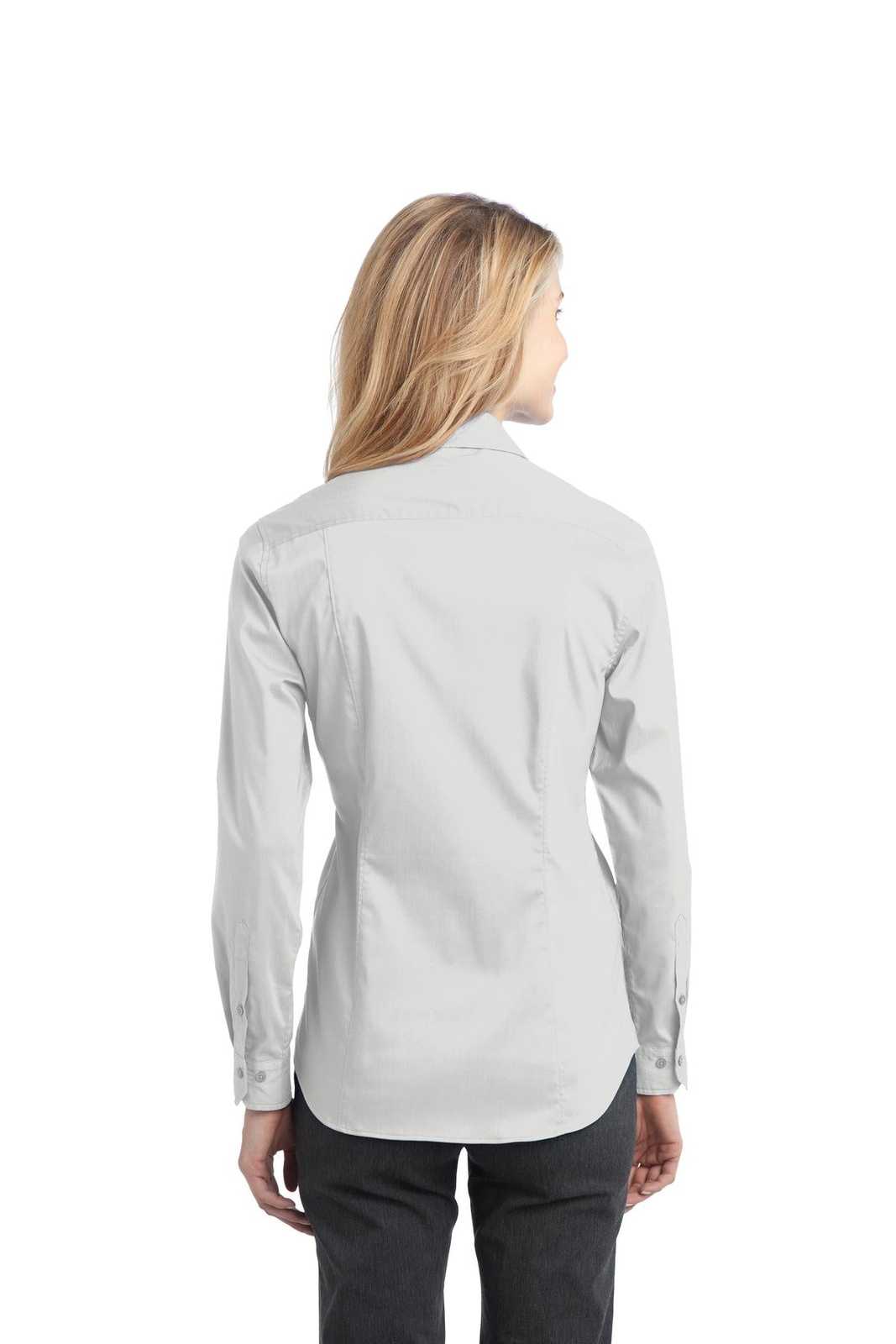 Port Authority L646 Ladies Stretch Poplin Shirt - White - HIT a Double - 2
