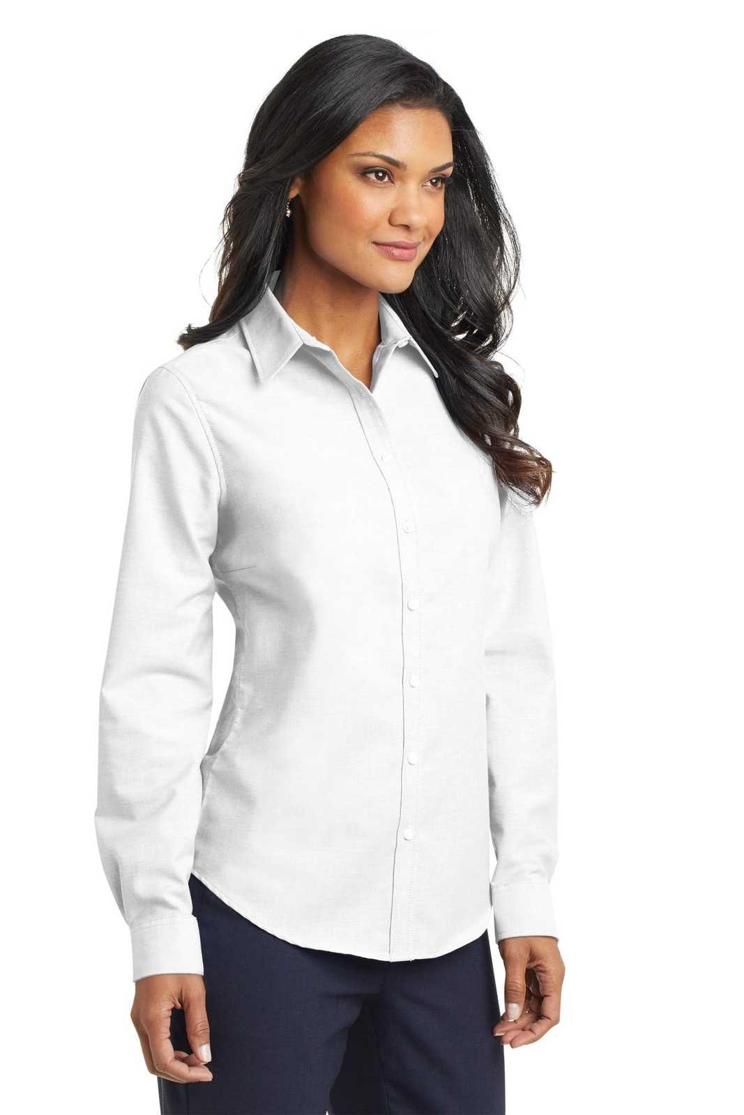 Port Authority L658 Ladies Superpro Oxford Shirt - White - HIT a Double - 4