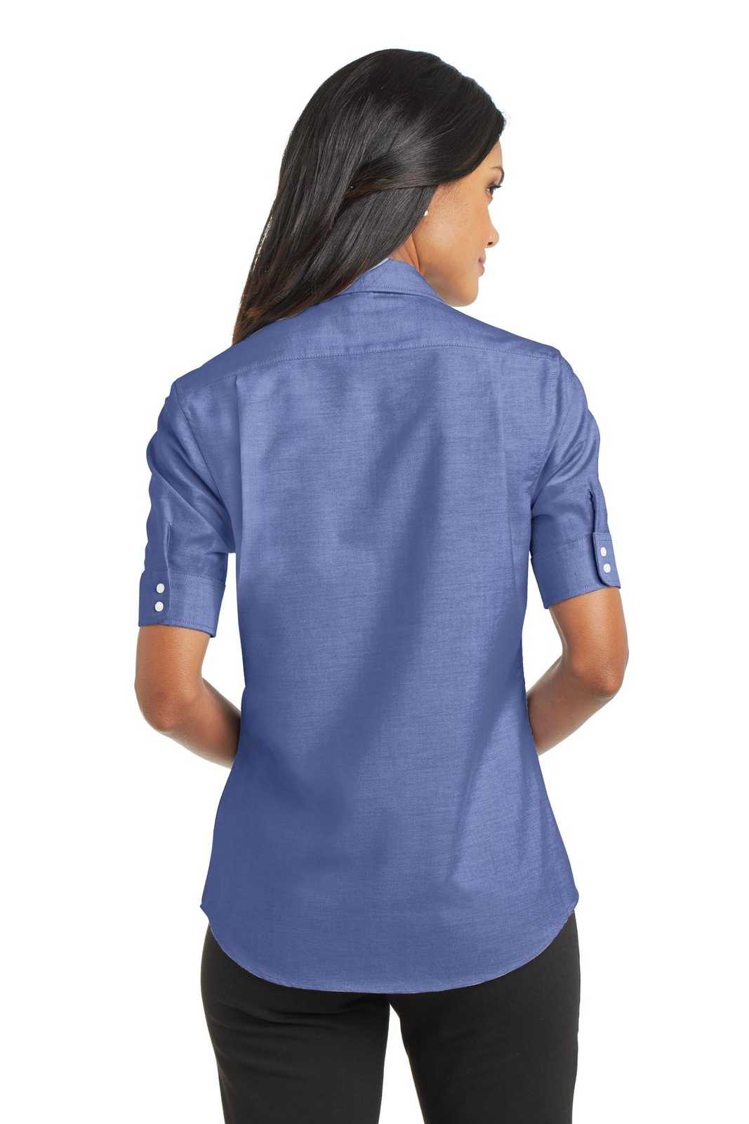 Port Authority L659 Ladies Short Sleeve Superpro Oxford Shirt - Navy - HIT a Double - 2