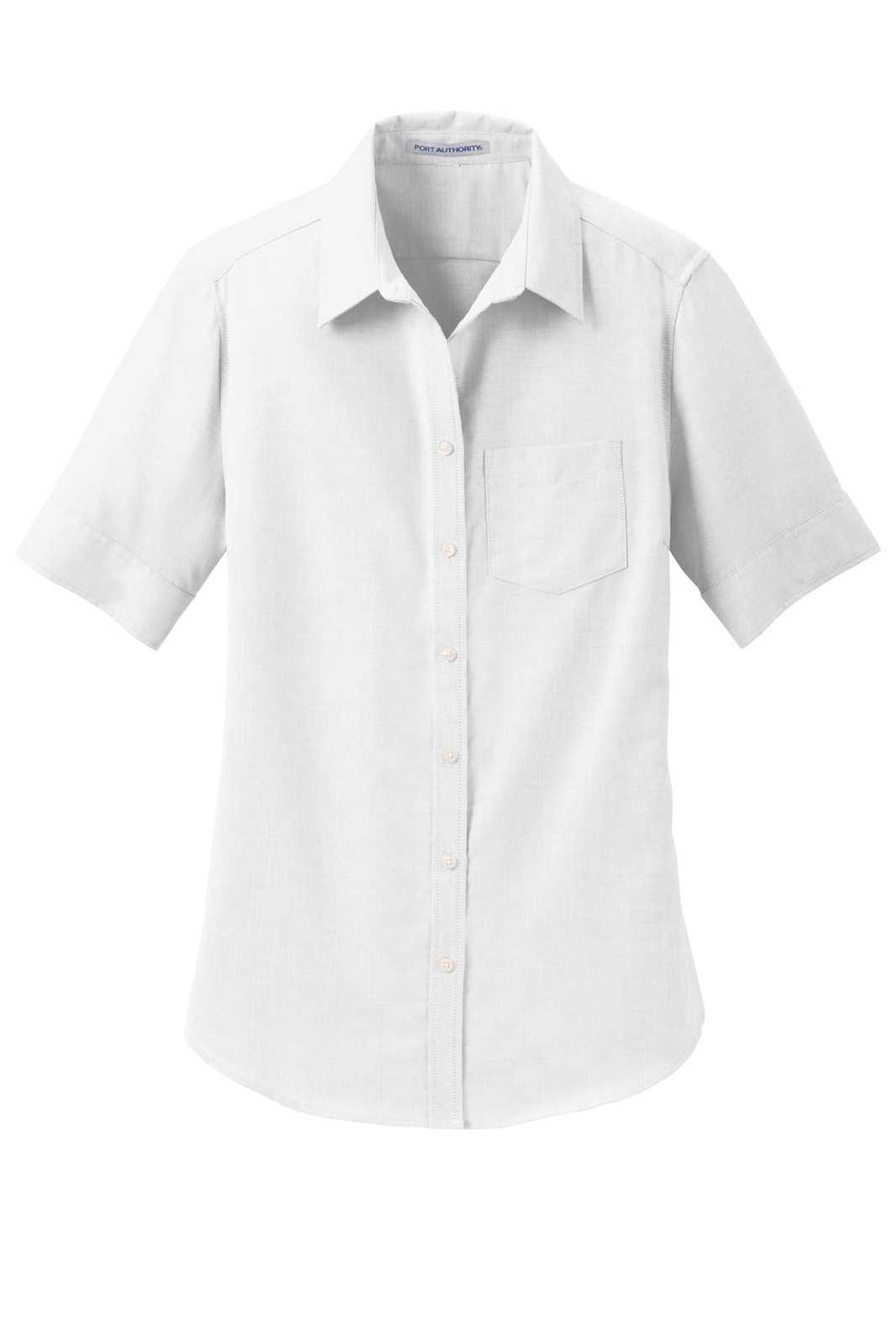 Port Authority L659 Ladies Short Sleeve Superpro Oxford Shirt - White - HIT a Double - 5
