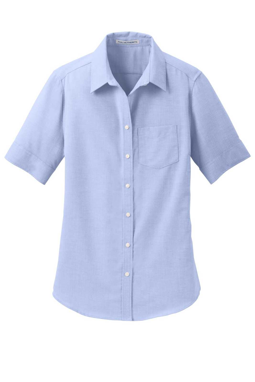 Port Authority L659 Ladies Short Sleeve Superpro Oxford Shirt - Oxford Blue - HIT a Double - 5