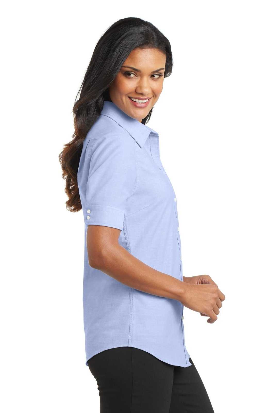 Port Authority L659 Ladies Short Sleeve Superpro Oxford Shirt - Oxford Blue - HIT a Double - 3
