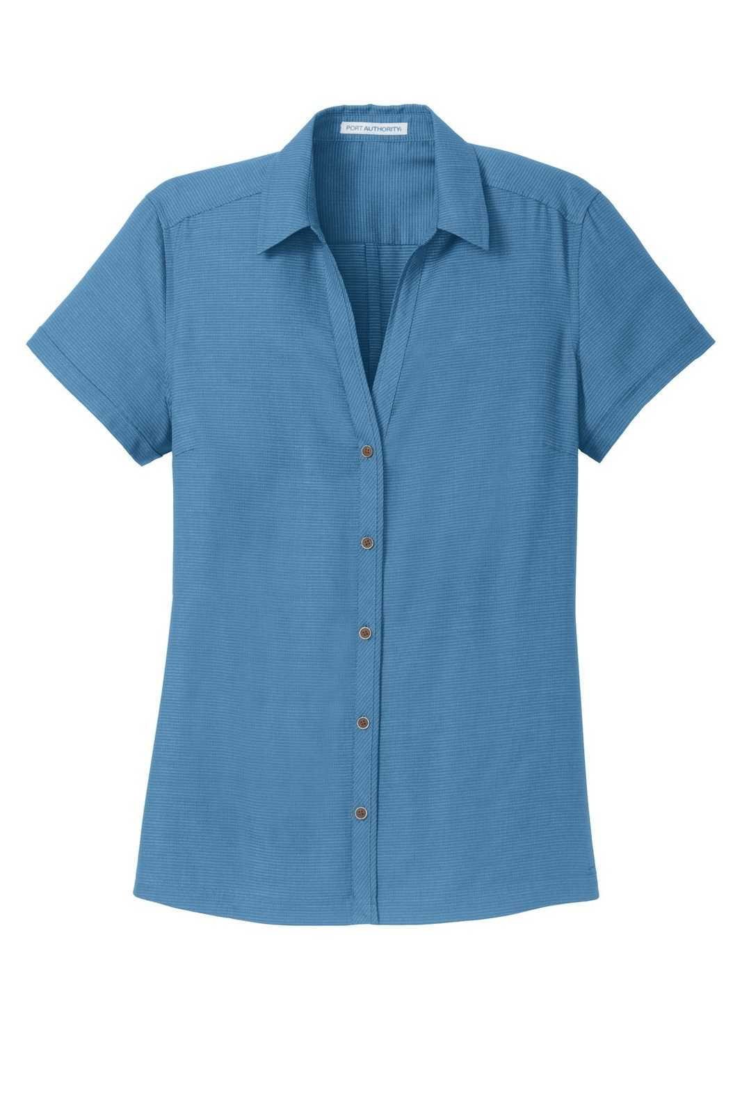 Port Authority L662 Ladies Textured Camp Shirt - Celadon - HIT a Double - 5