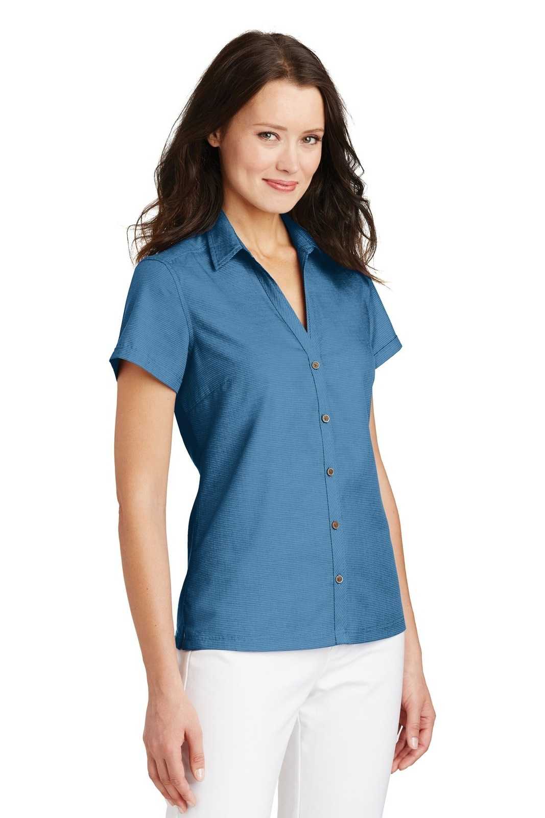 Port Authority L662 Ladies Textured Camp Shirt - Celadon - HIT a Double - 4