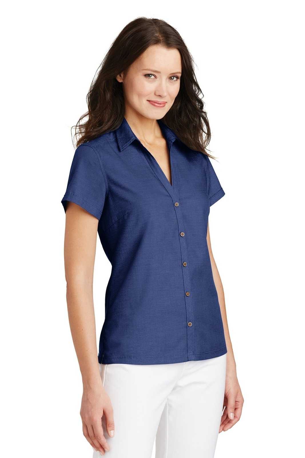 Port Authority L662 Ladies Textured Camp Shirt - Royal - HIT a Double - 4