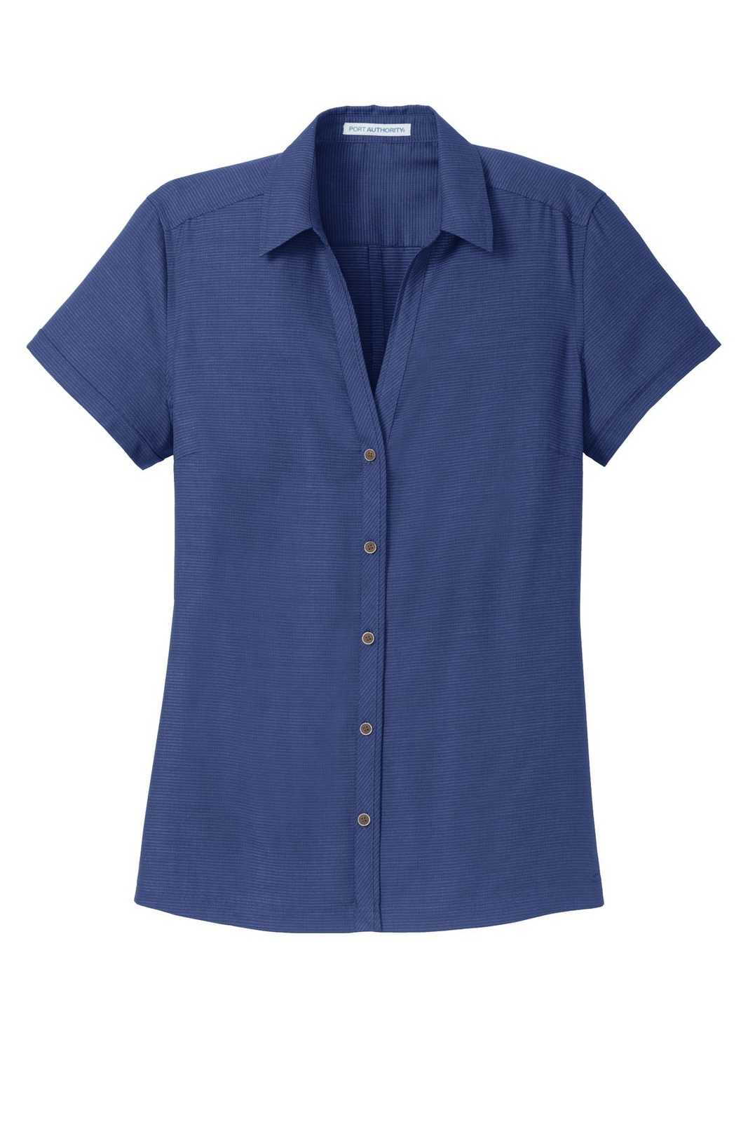 Port Authority L662 Ladies Textured Camp Shirt - Royal - HIT a Double - 5