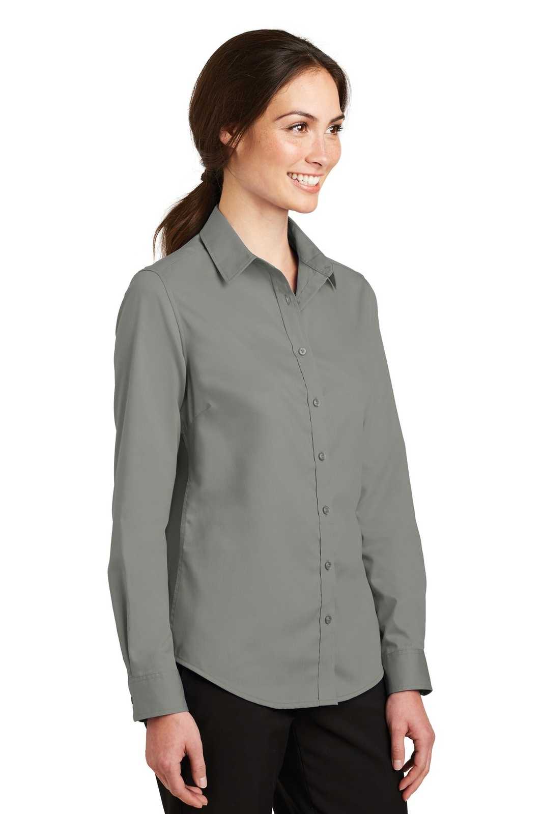 Port Authority L663 Ladies SuperPro Twill Shirt - Monument Gray - HIT a Double - 4