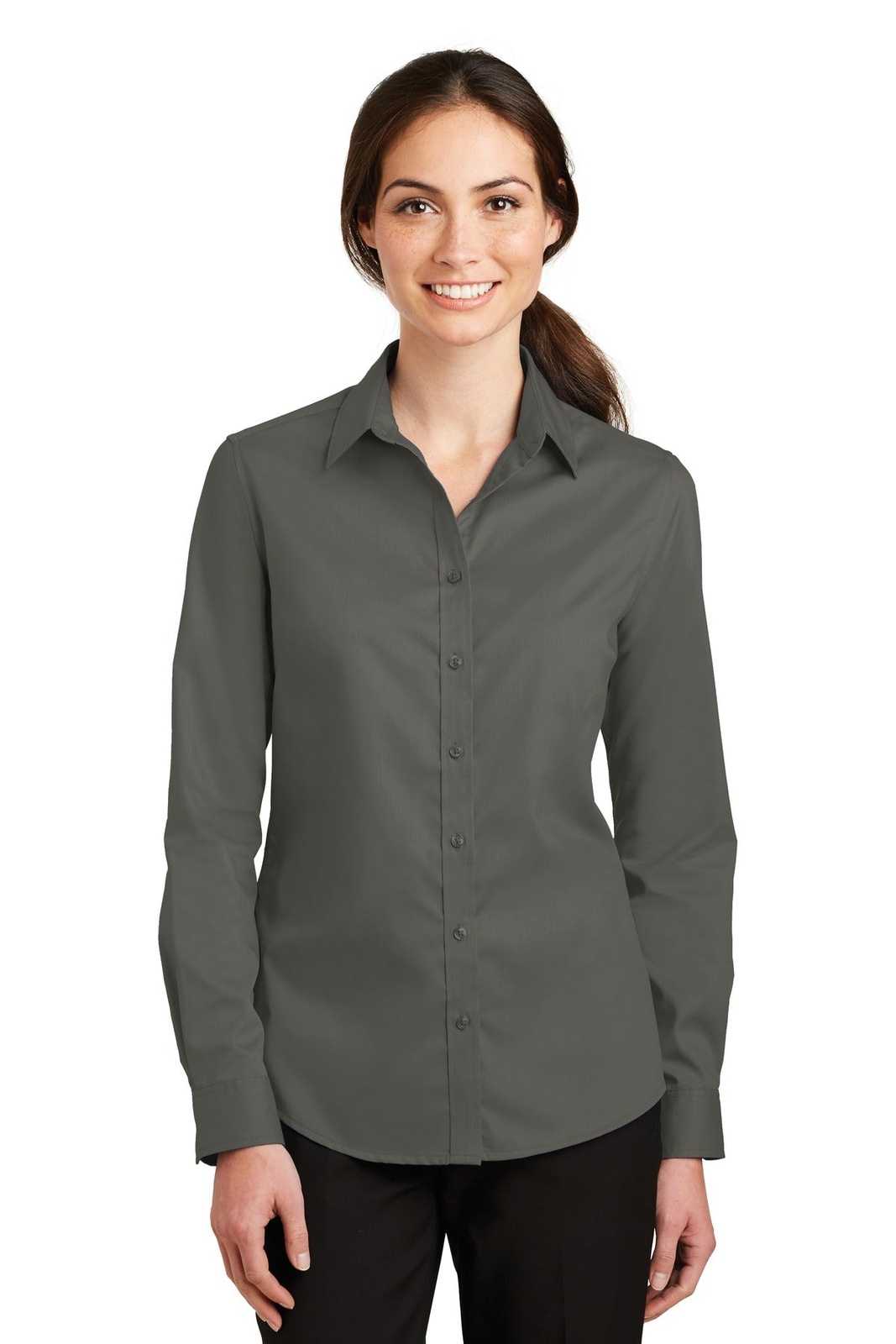 Port Authority L663 Ladies SuperPro Twill Shirt - Sterling Gray - HIT a Double - 1