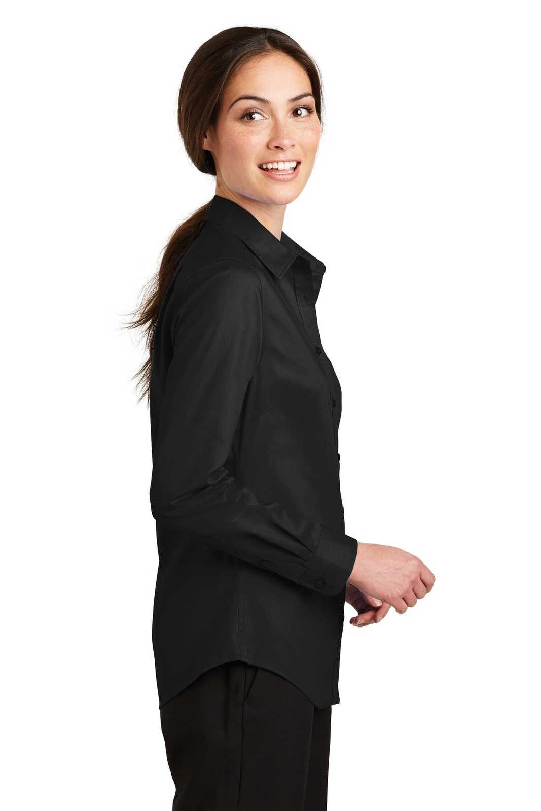 Port Authority L663 Ladies Superpro Twill Shirt - Black - HIT a Double - 3