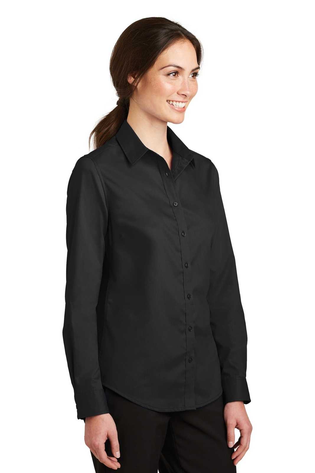 Port Authority L663 Ladies Superpro Twill Shirt - Black - HIT a Double - 4