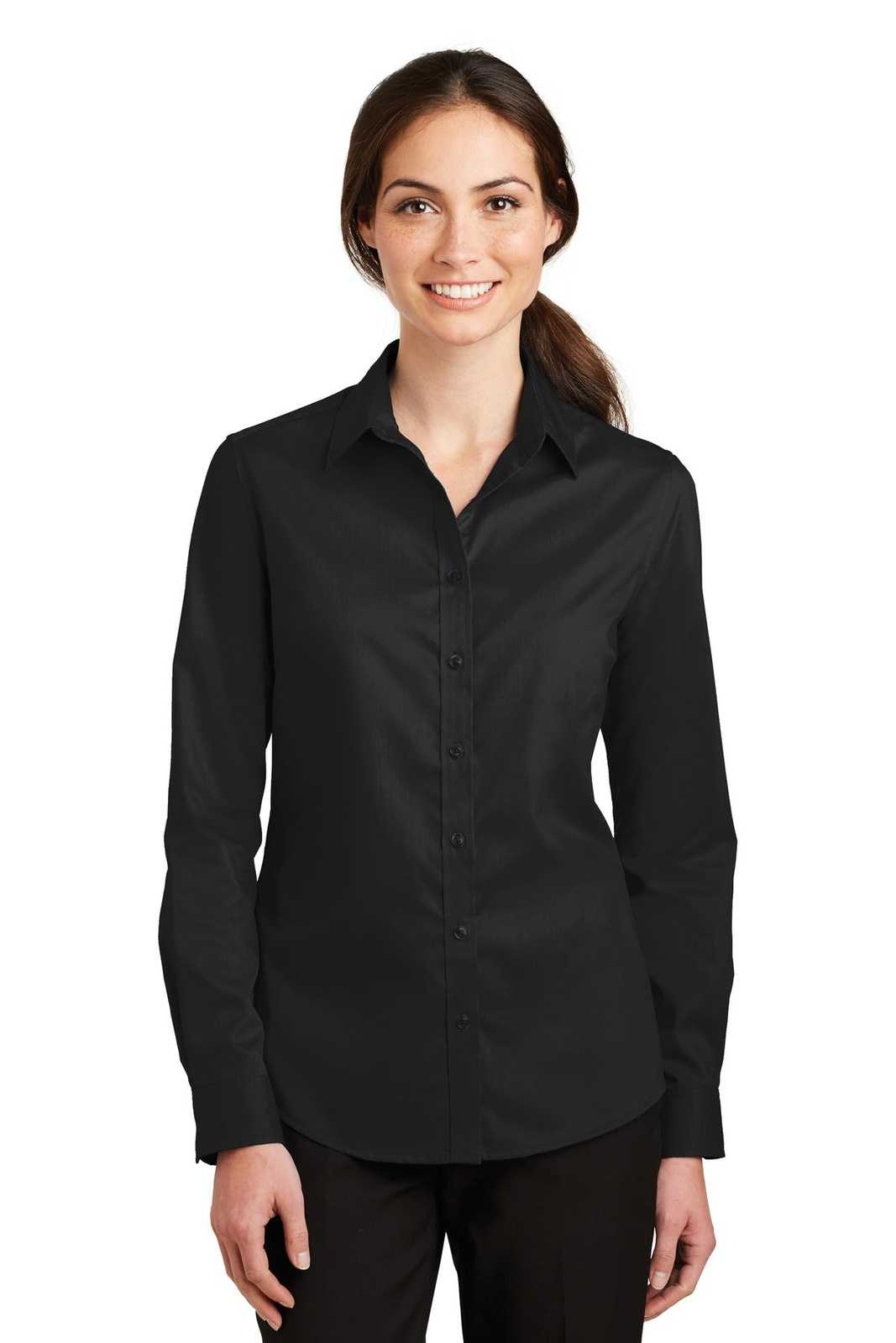 Port Authority L663 Ladies Superpro Twill Shirt - Black - HIT a Double - 1