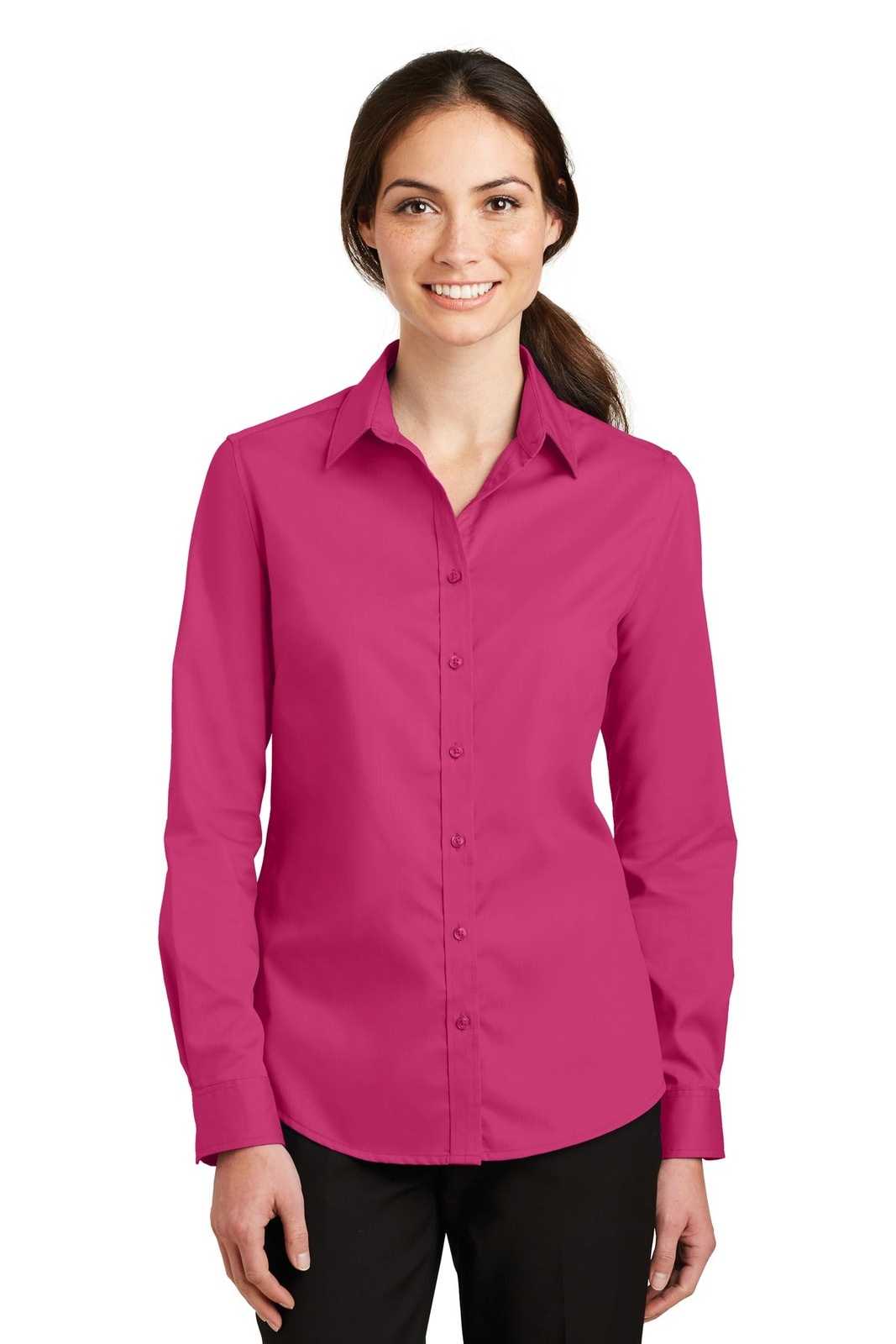 Port Authority L663 Ladies Superpro Twill Shirt - Pink Azalea - HIT a Double - 1