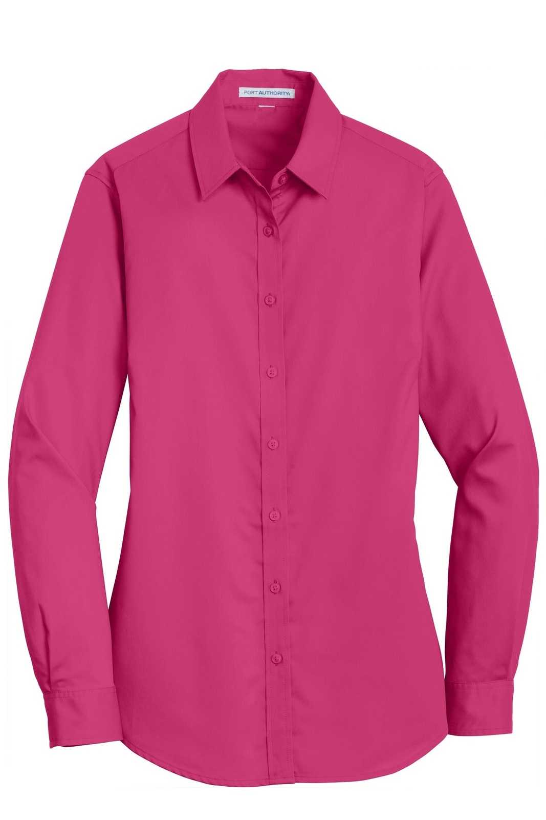 Port Authority L663 Ladies Superpro Twill Shirt - Pink Azalea - HIT a Double - 5
