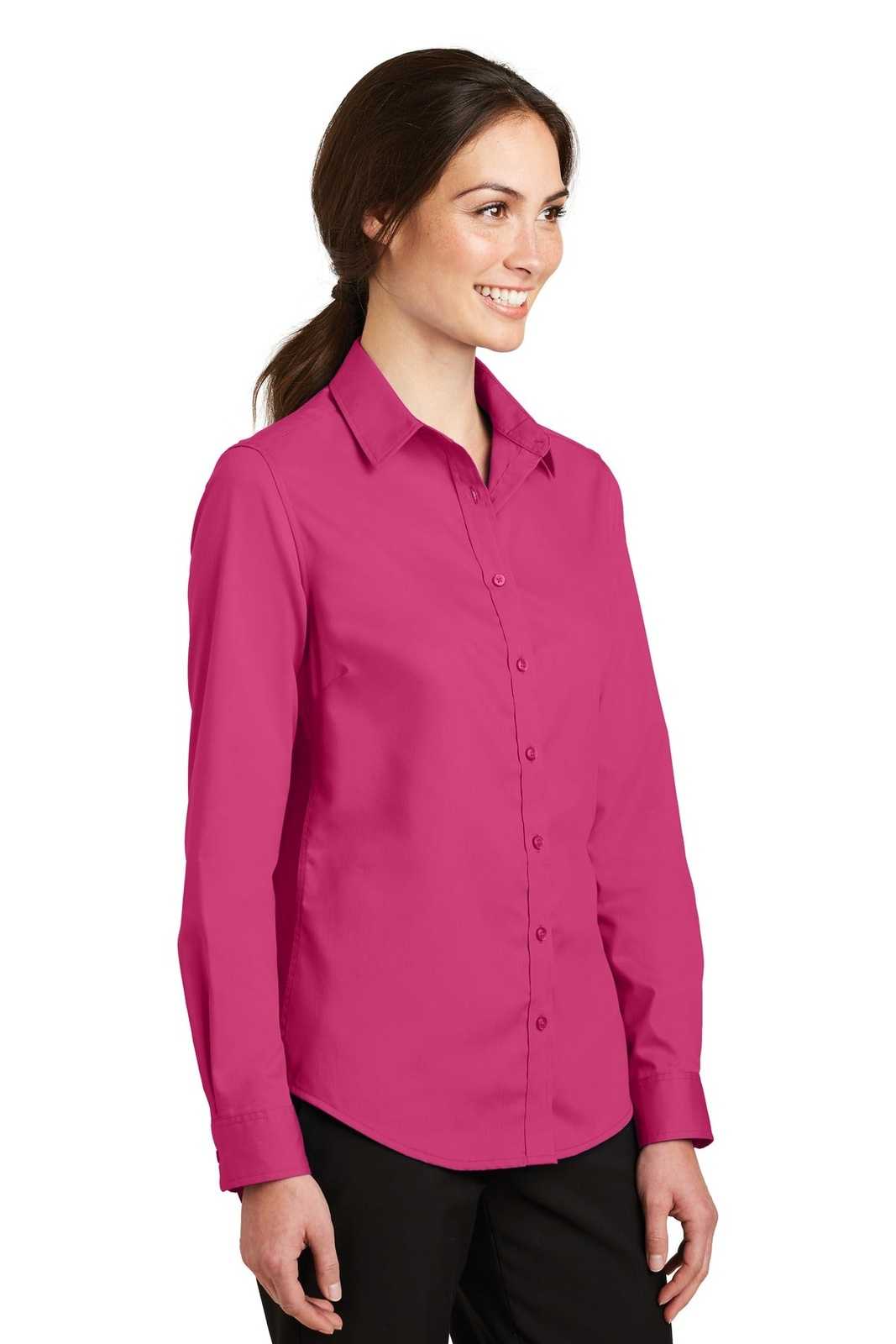 Port Authority L663 Ladies Superpro Twill Shirt - Pink Azalea - HIT a Double - 4