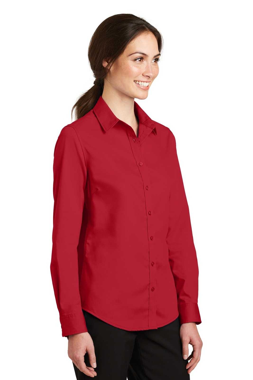 Port Authority L663 Ladies Superpro Twill Shirt - Rich Red - HIT a Double - 4