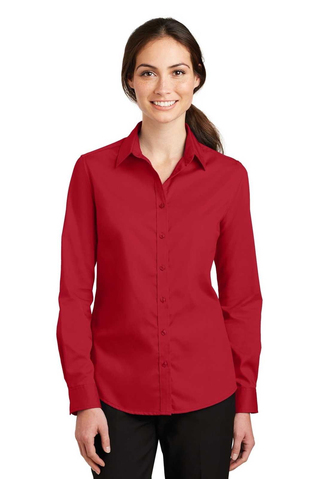 Port Authority L663 Ladies Superpro Twill Shirt - Rich Red - HIT a Double - 1