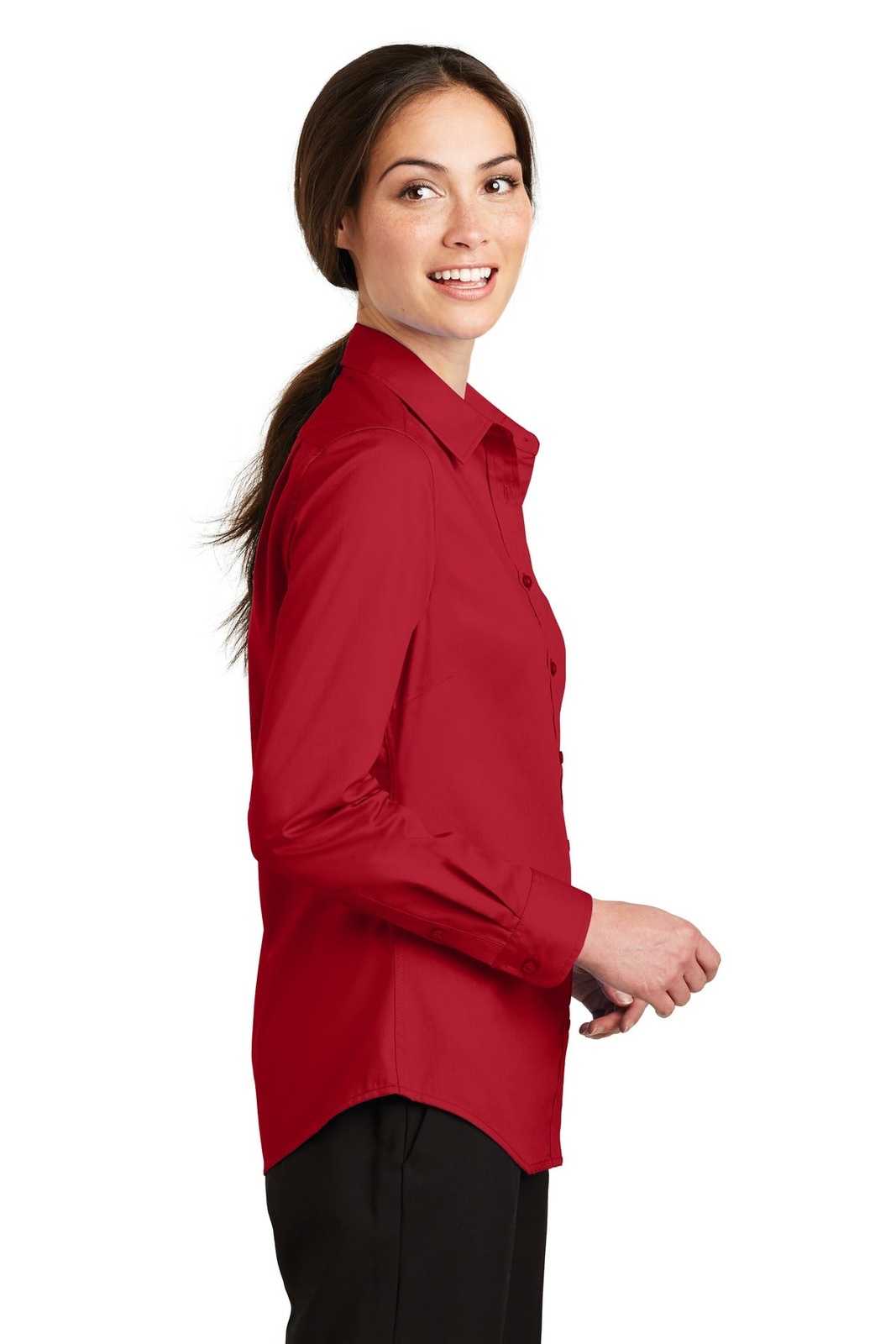 Port Authority L663 Ladies Superpro Twill Shirt - Rich Red - HIT a Double - 3