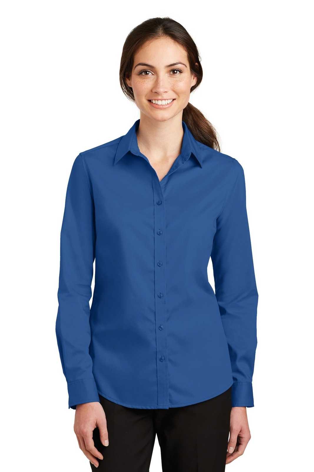 Port Authority L663 Ladies Superpro Twill Shirt - True Blue - HIT a Double - 1