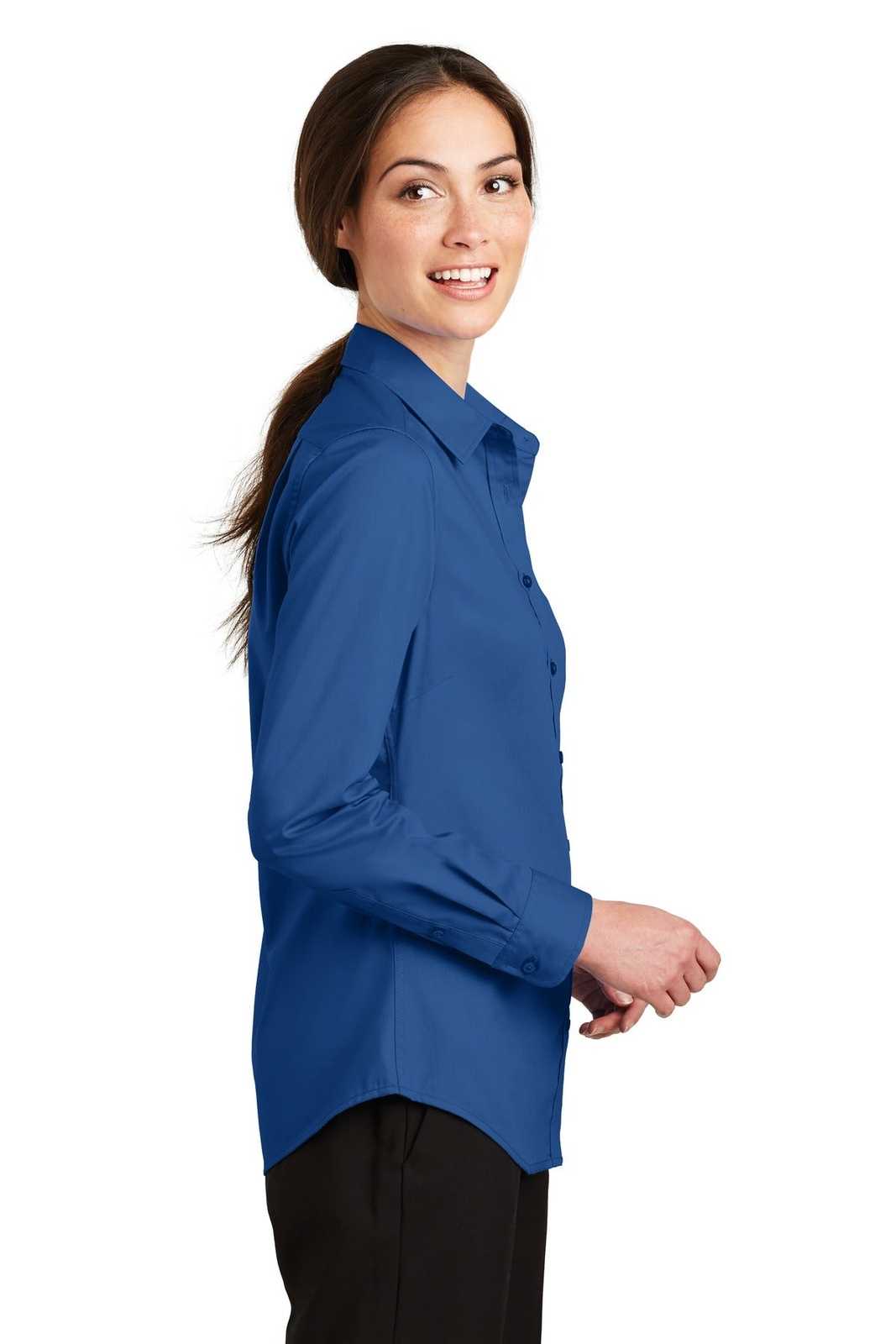 Port Authority L663 Ladies Superpro Twill Shirt - True Blue - HIT a Double - 3