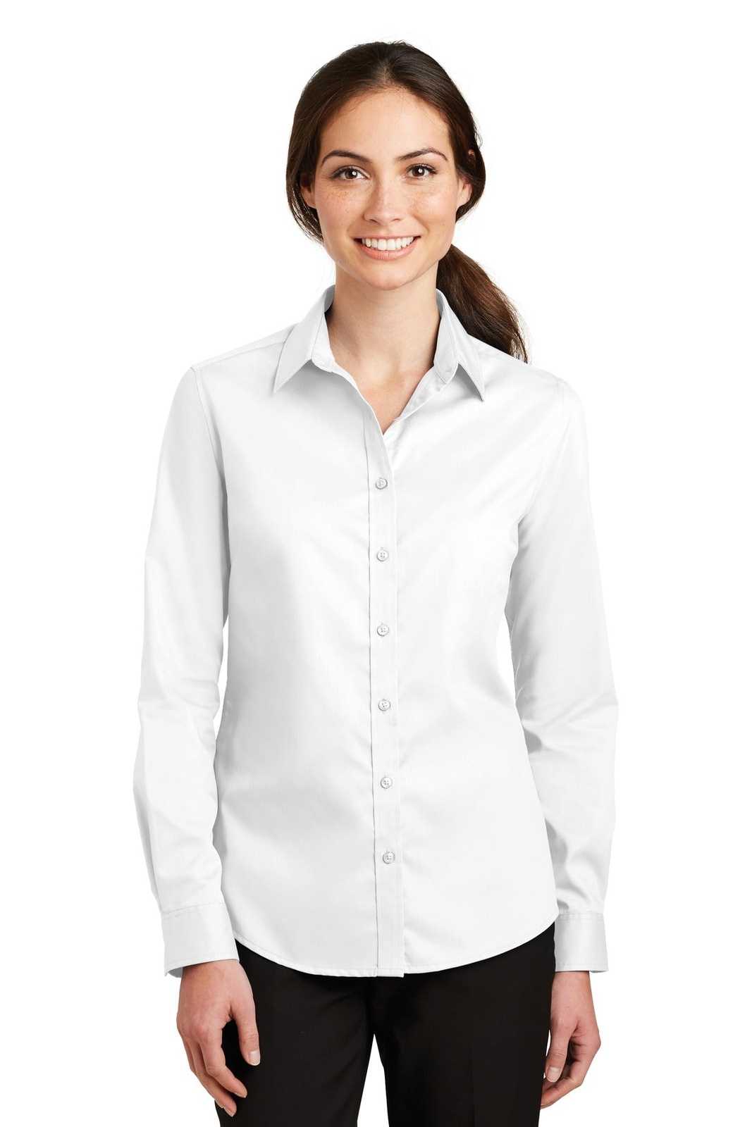 Port Authority L663 Ladies Superpro Twill Shirt - White - HIT a Double - 1