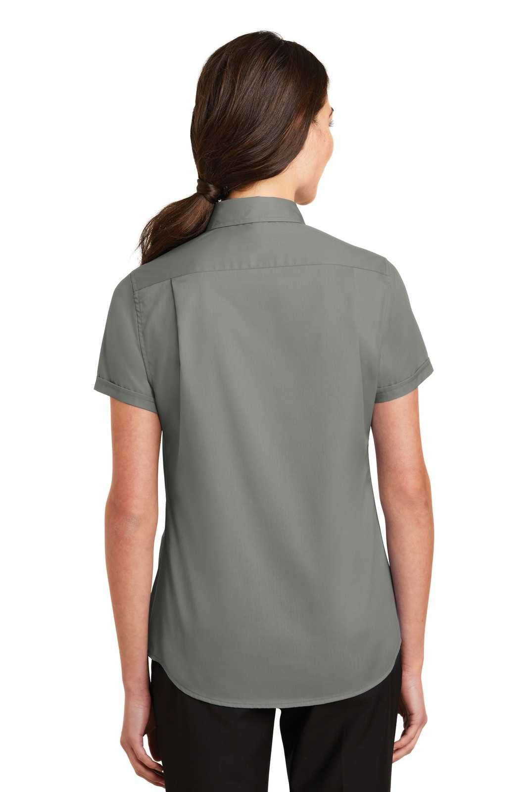 Port Authority L664 Ladies Short Sleeve SuperPro Twill Shirt - Monument Gray - HIT a Double - 1