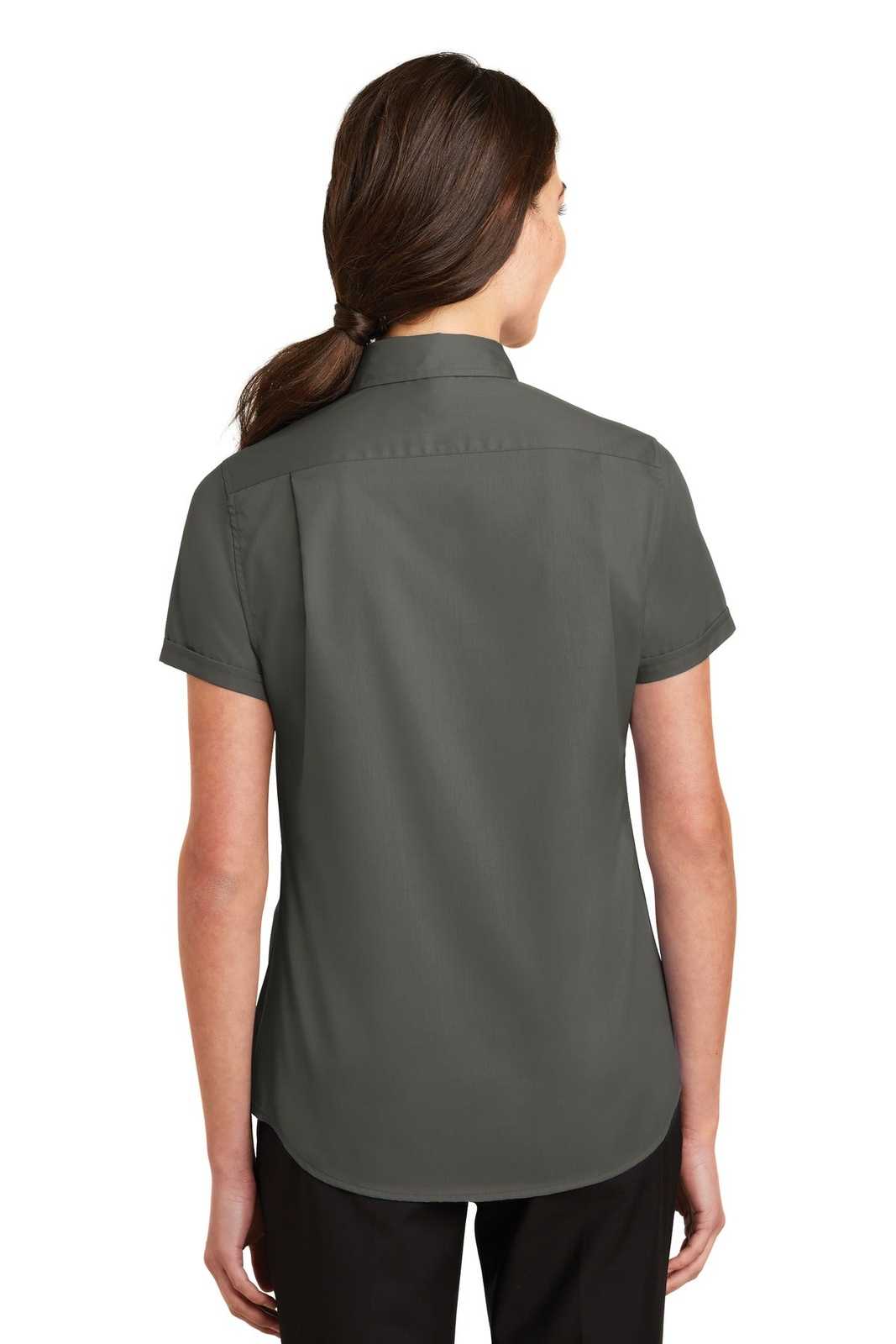 Port Authority L664 Ladies Short Sleeve SuperPro Twill Shirt - Sterling Gray - HIT a Double - 1