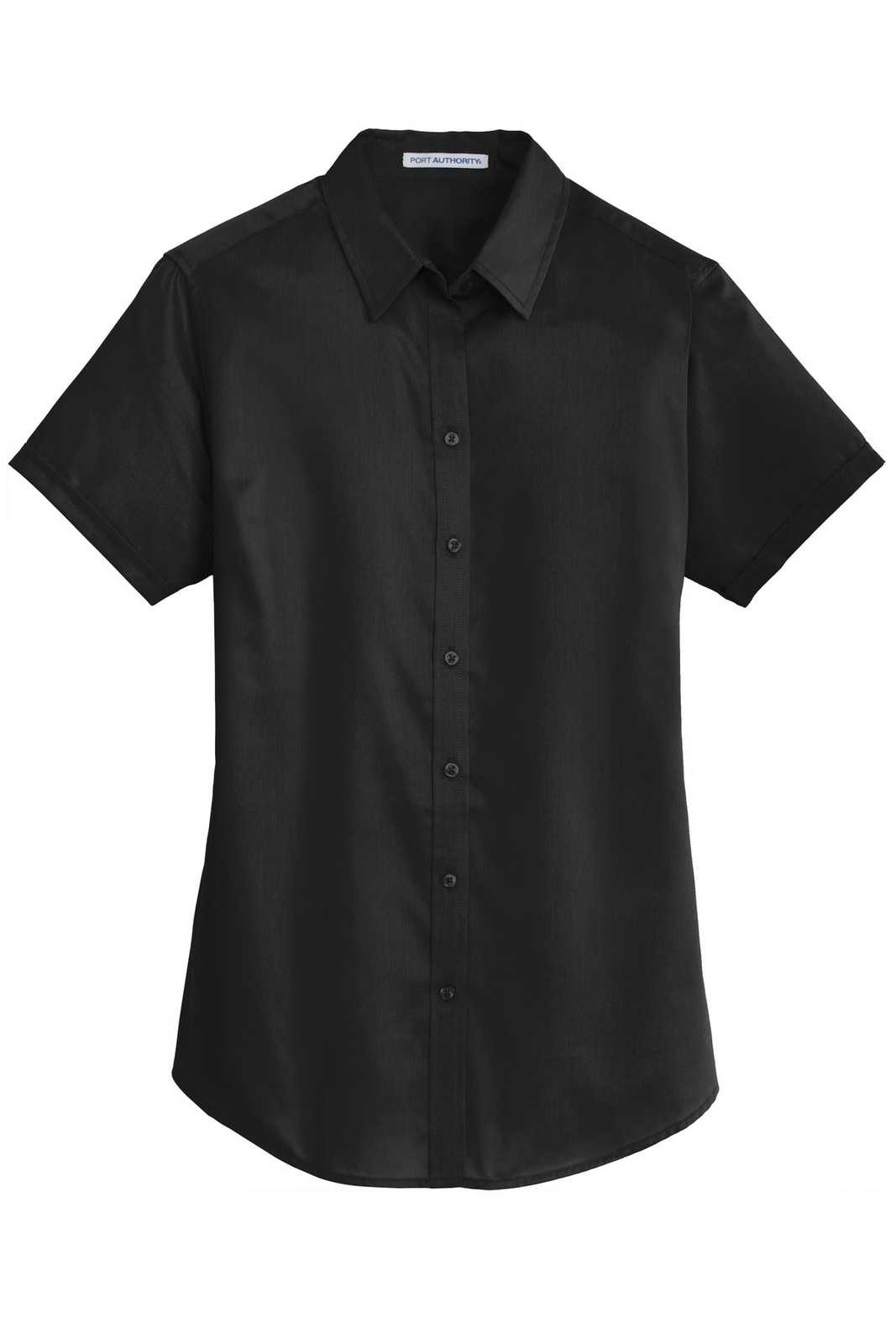 Port Authority L664 Ladies Short Sleeve Superpro Twill Shirt - Black - HIT a Double - 5