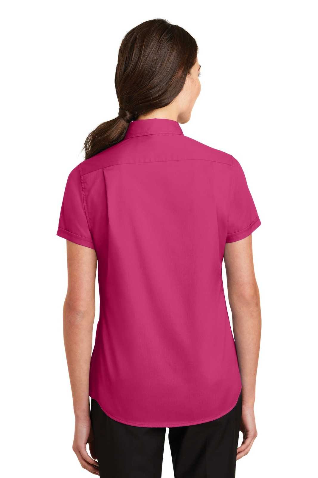 Port Authority L664 Ladies Short Sleeve Superpro Twill Shirt - Pink Azalea - HIT a Double - 2