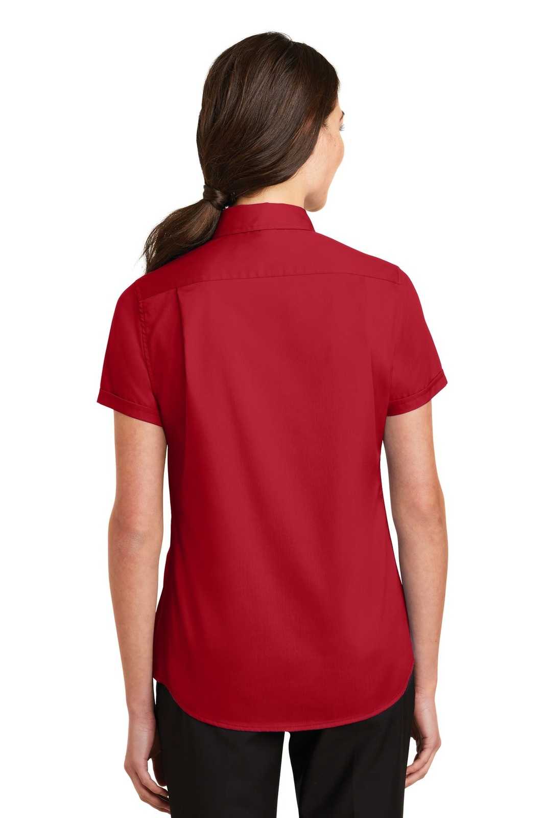Port Authority L664 Ladies Short Sleeve Superpro Twill Shirt - Rich Red - HIT a Double - 2