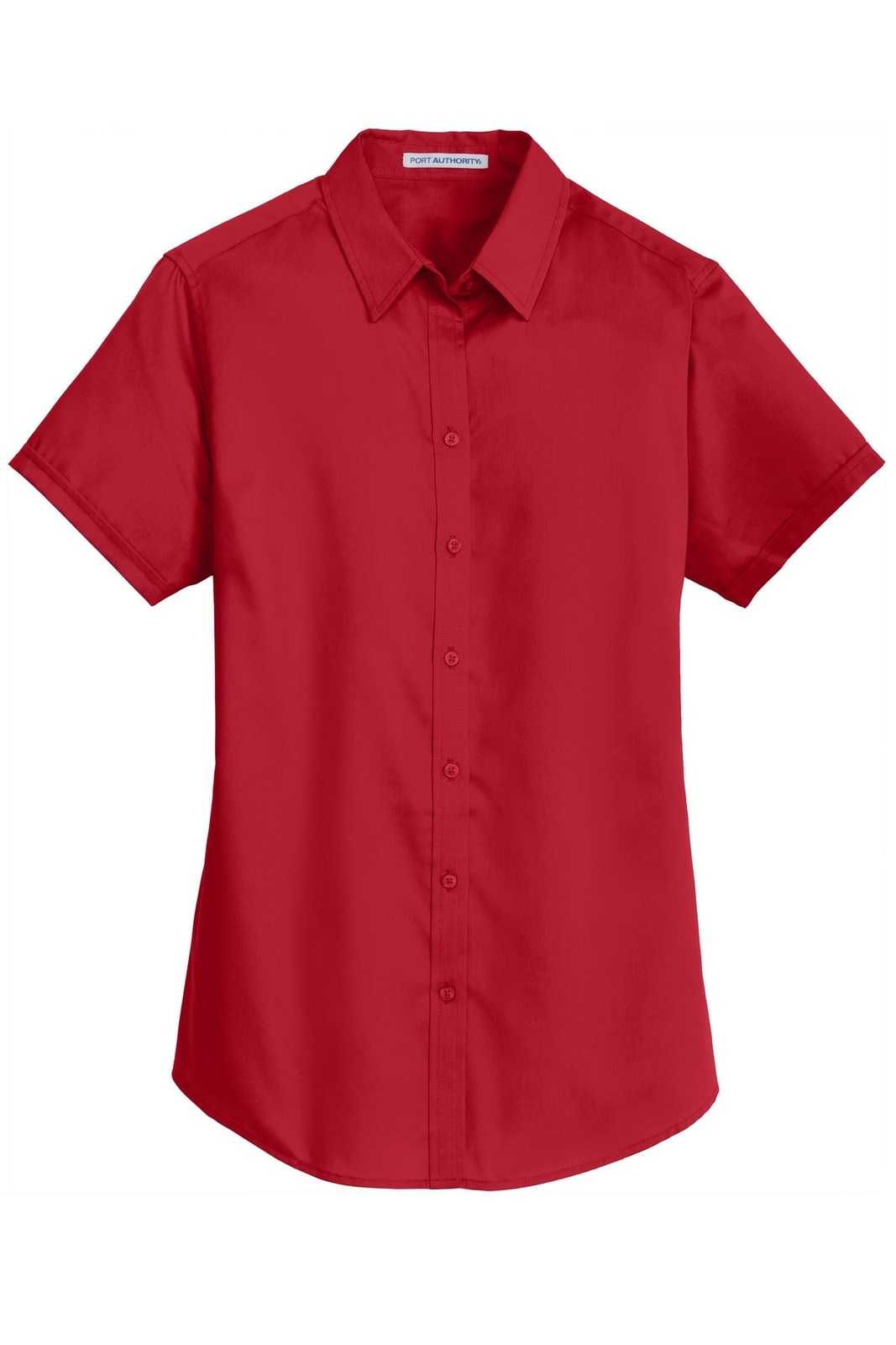 Port Authority L664 Ladies Short Sleeve Superpro Twill Shirt - Rich Red - HIT a Double - 5