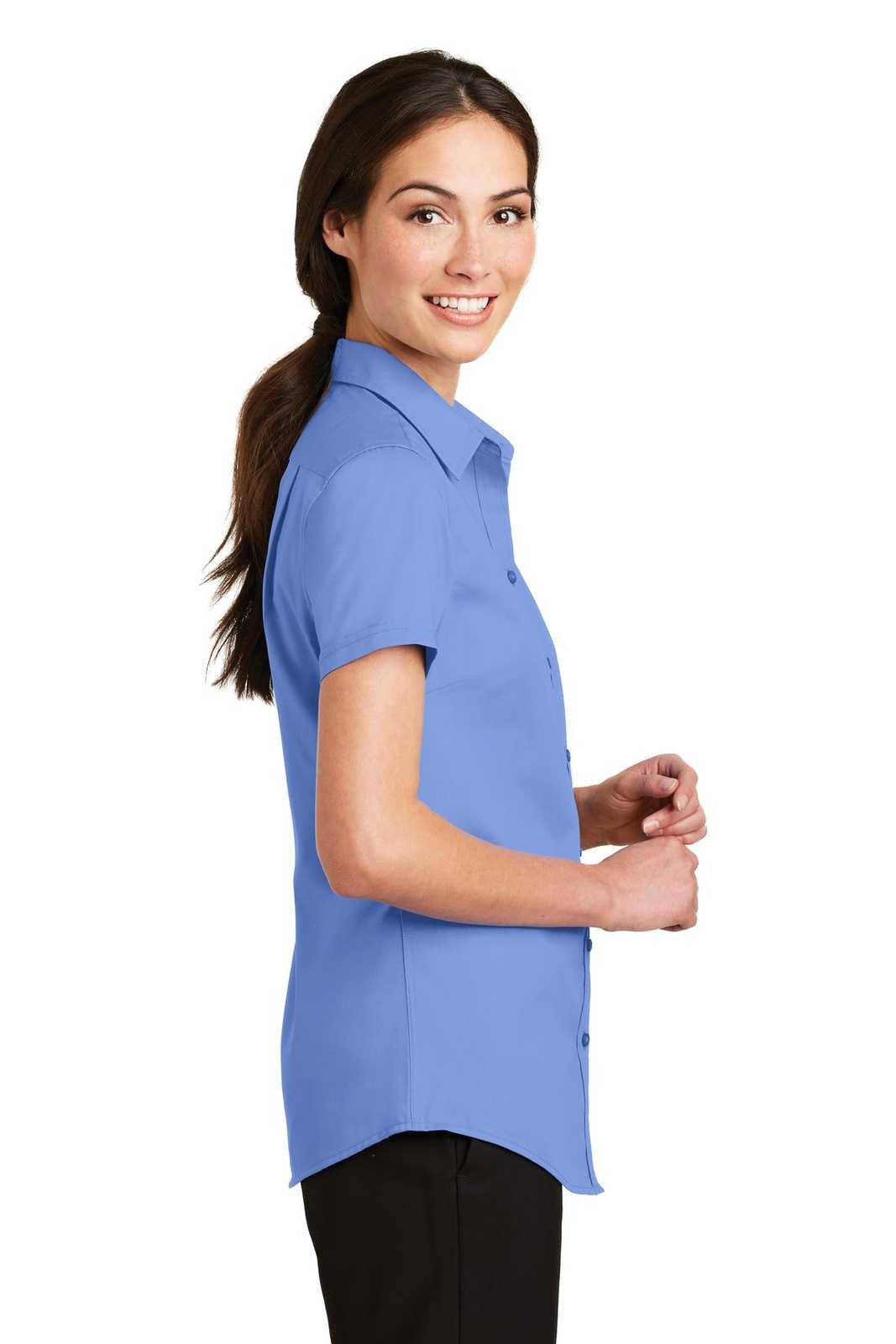 Port Authority L664 Ladies Short Sleeve Superpro Twill Shirt - Ultramarine Blue - HIT a Double - 3
