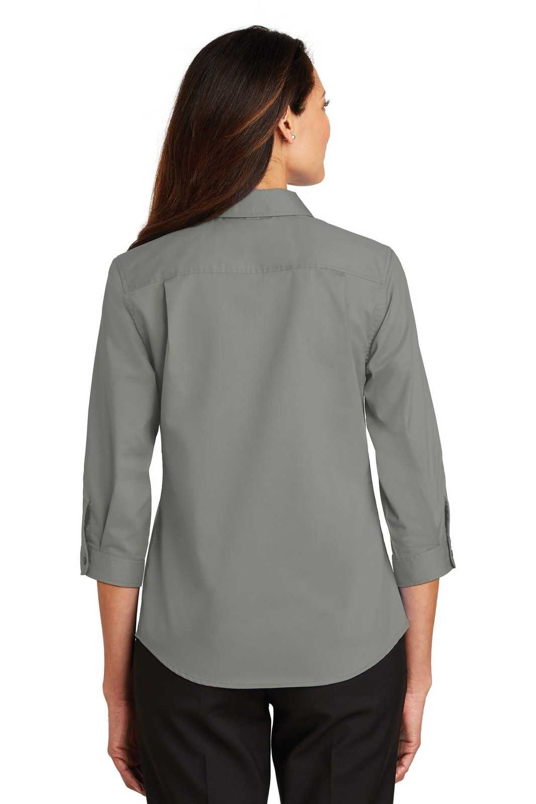 Port Authority L665 Ladies 3/4-Sleeve SuperPro Twill Shirt - Monument Gray - HIT a Double - 2