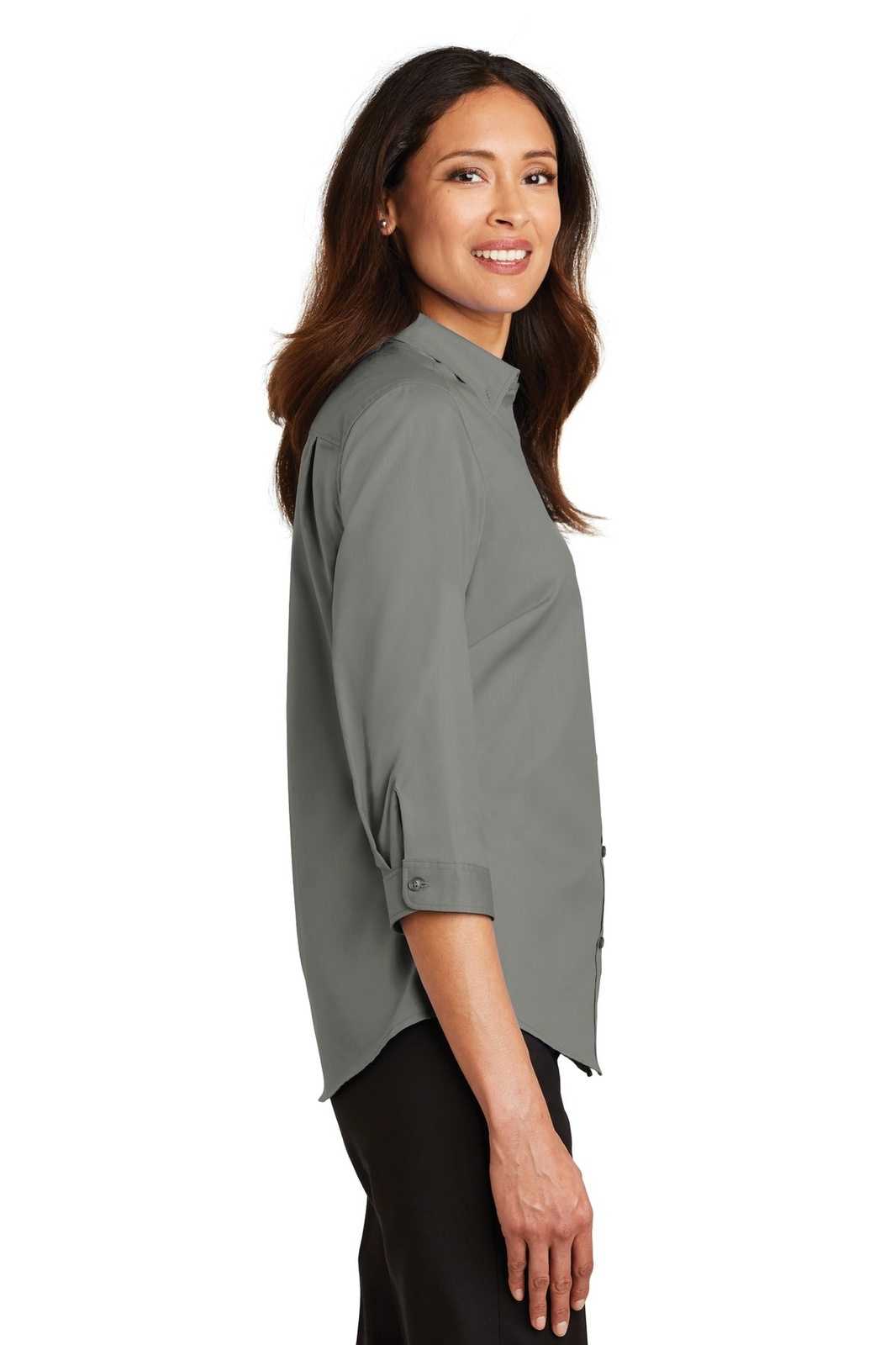 Port Authority L665 Ladies 3/4-Sleeve SuperPro Twill Shirt - Monument Gray - HIT a Double - 3