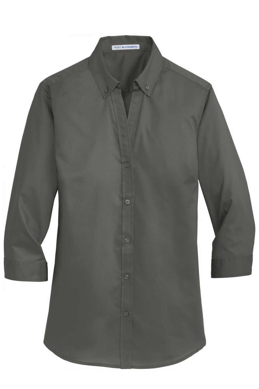 Port Authority L665 Ladies 3/4-Sleeve SuperPro Twill Shirt - Sterling Gray - HIT a Double - 5