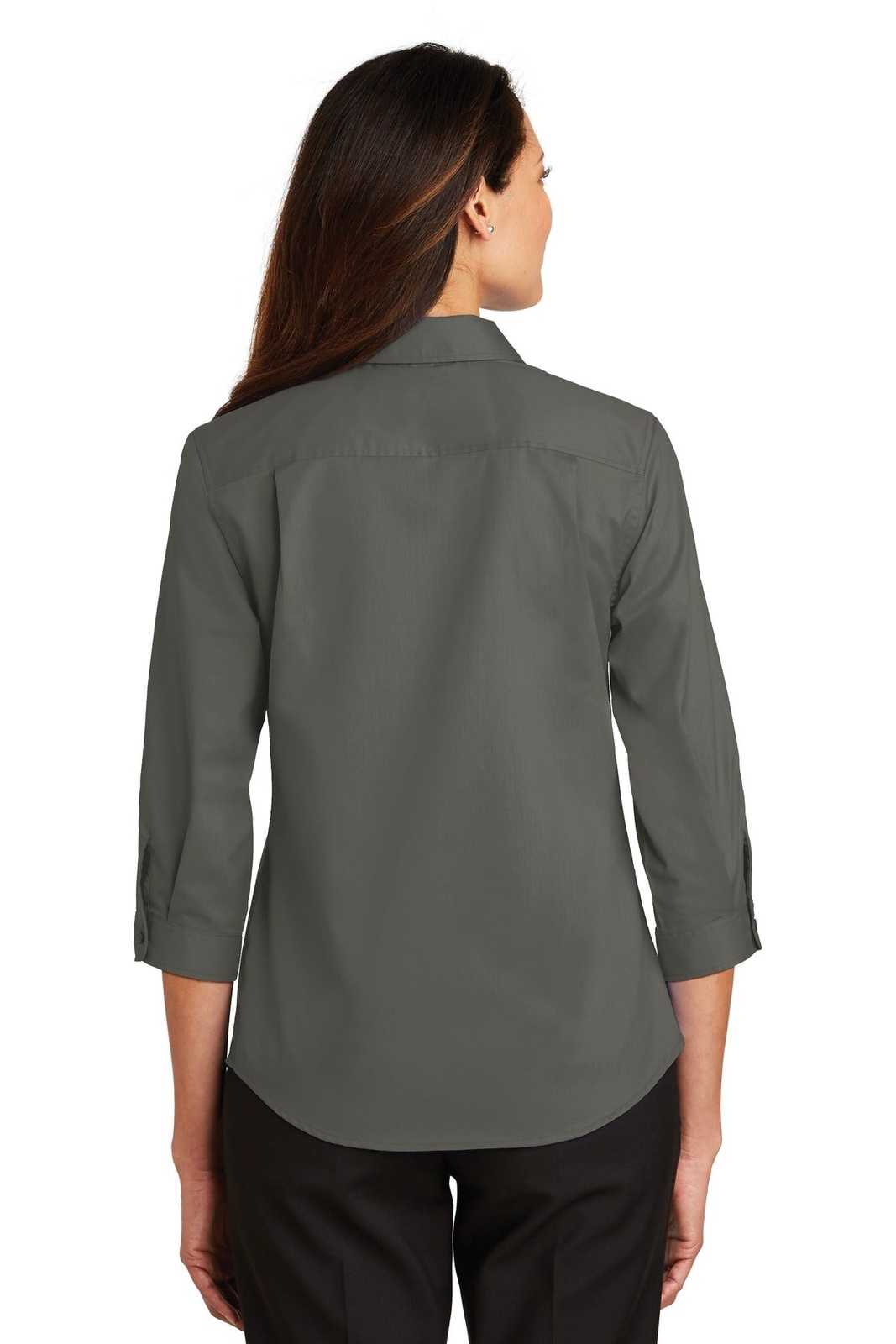 Port Authority L665 Ladies 3/4-Sleeve SuperPro Twill Shirt - Sterling Gray - HIT a Double - 2