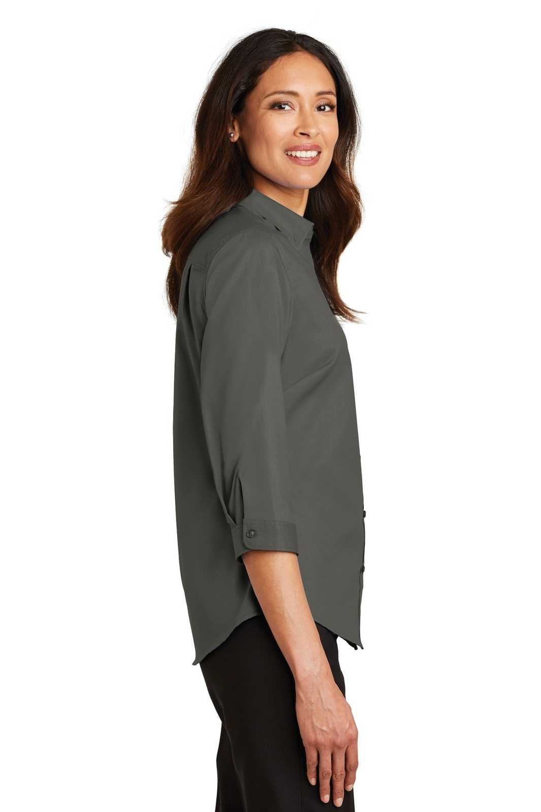 Port Authority L665 Ladies 3/4-Sleeve SuperPro Twill Shirt - Sterling Gray - HIT a Double - 3