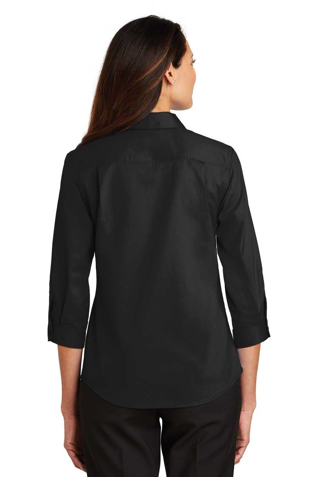 Port Authority L665 Ladies 3/4-Sleeve Superpro Twill Shirt - Black - HIT a Double - 2