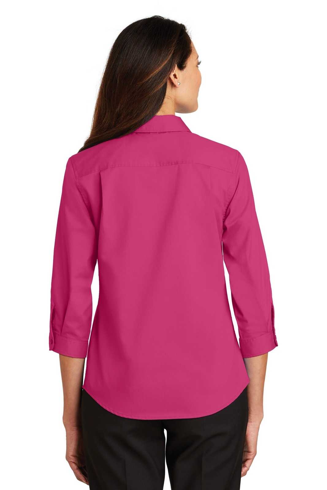Port Authority L665 Ladies 3/4-Sleeve Superpro Twill Shirt - Pink Azalea - HIT a Double - 2