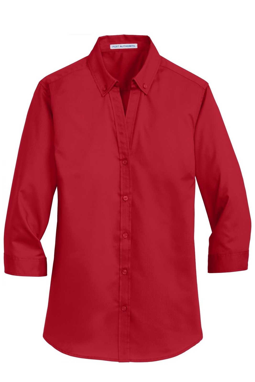 Port Authority L665 Ladies 3/4-Sleeve Superpro Twill Shirt - Rich Red - HIT a Double - 5