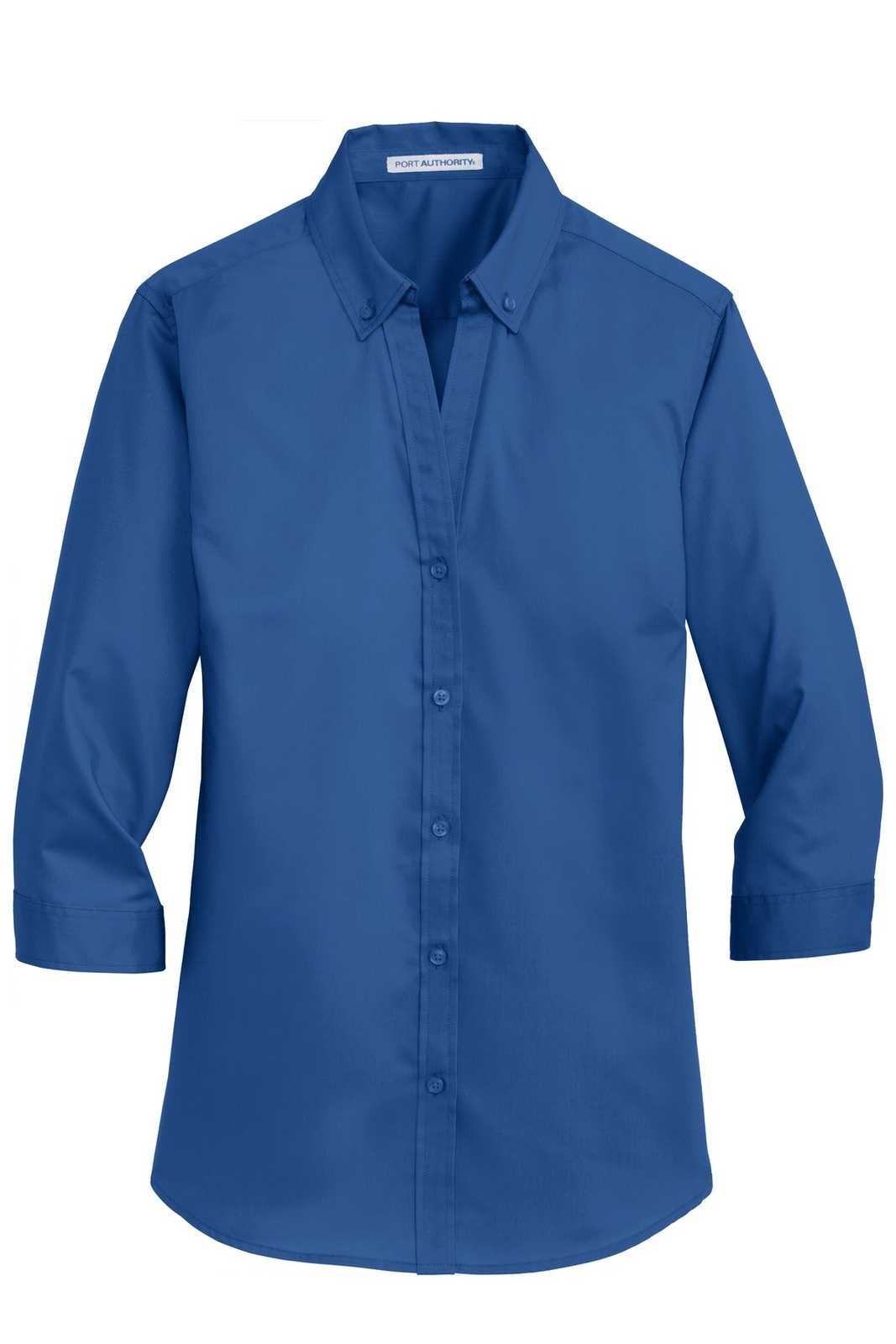Port Authority L665 Ladies 3/4-Sleeve Superpro Twill Shirt - True Blue - HIT a Double - 5
