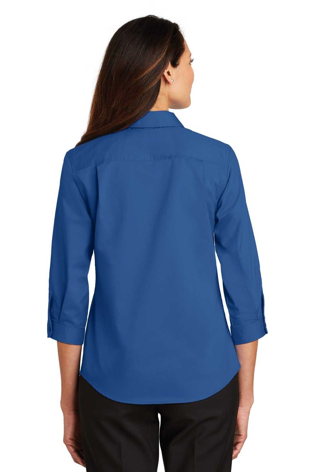 Port Authority L665 Ladies 3/4-Sleeve Superpro Twill Shirt - True Blue - HIT a Double - 2