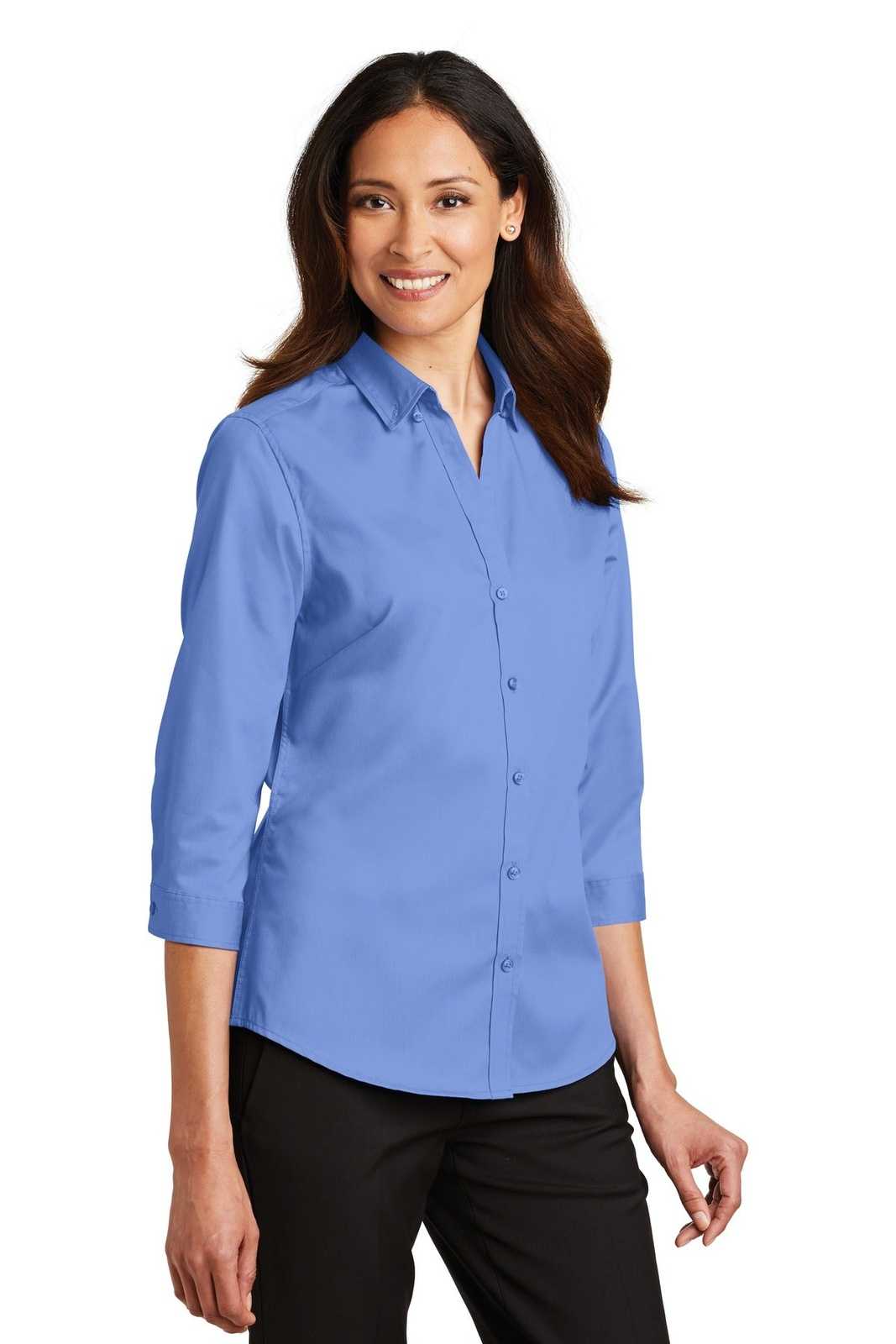 Port Authority L665 Ladies 3/4-Sleeve Superpro Twill Shirt - Ultramarine Blue - HIT a Double - 4