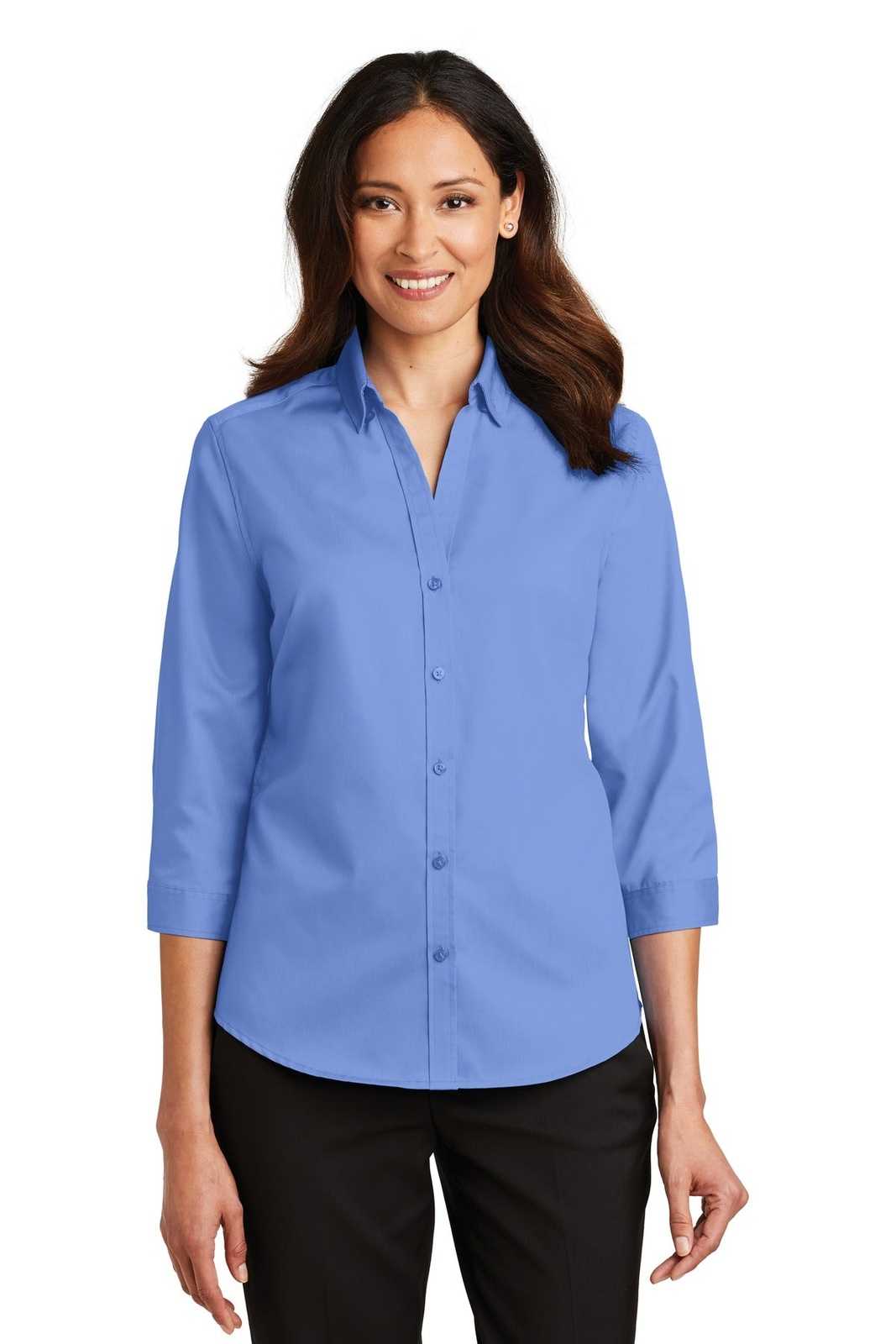 Port Authority L665 Ladies 3/4-Sleeve Superpro Twill Shirt - Ultramarine Blue - HIT a Double - 1